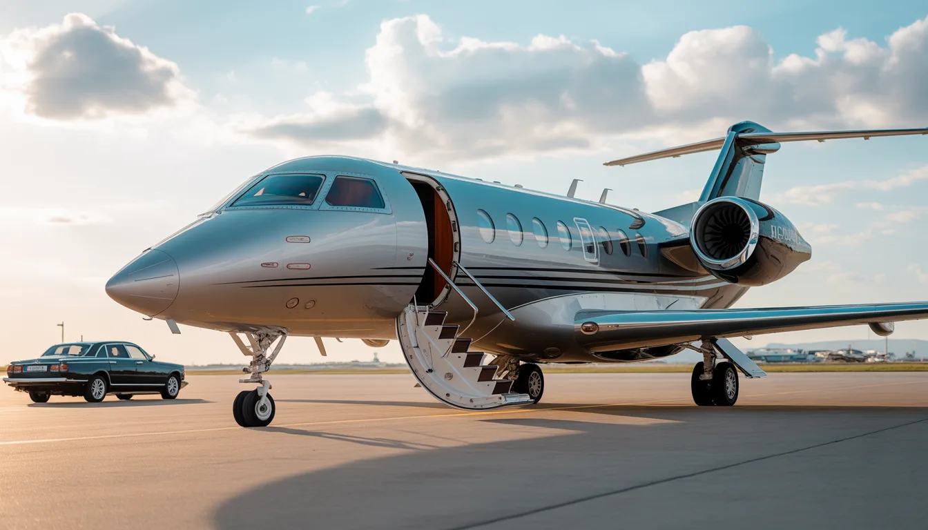 Private jet charter awaiting departure at Los Angeles airport